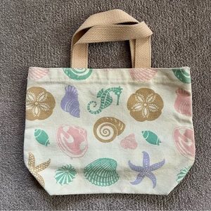 Vintage Boston Hand Print Beach Theme Canvas Tote